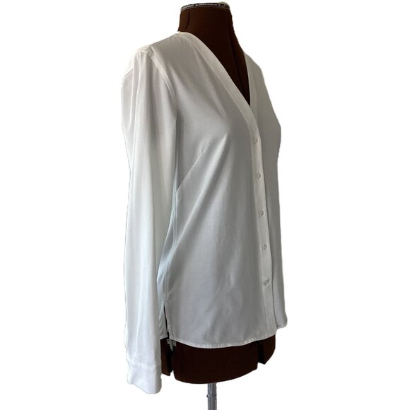 Kit & Ace White Cotton Jersey V-neck Button Front - Picture 5 of 6